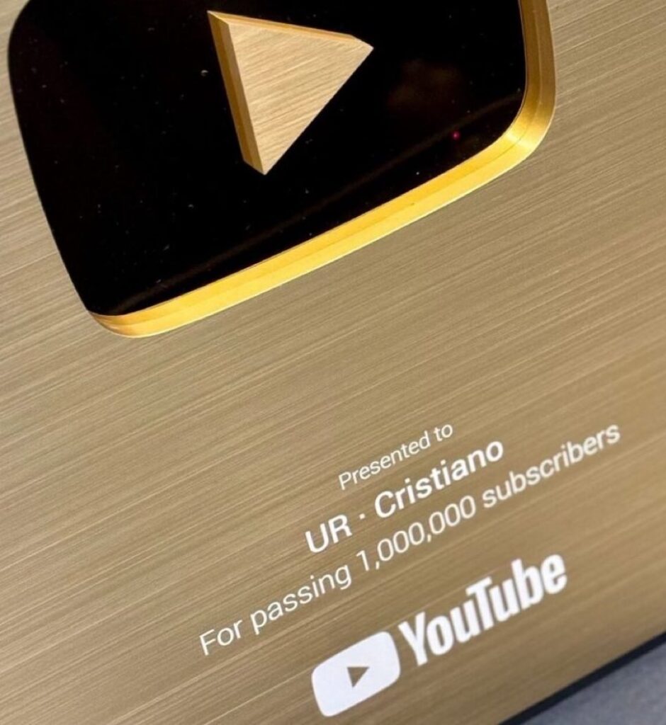 Cristiano Ronaldo YouTube channel golden play button