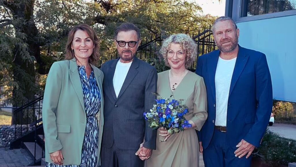 79-year-old ABBA star Björn Ulvaeus marries 51-year-old Christina Saas in an intimate ceremony in Copenhagen, surrounded by close friends and family.