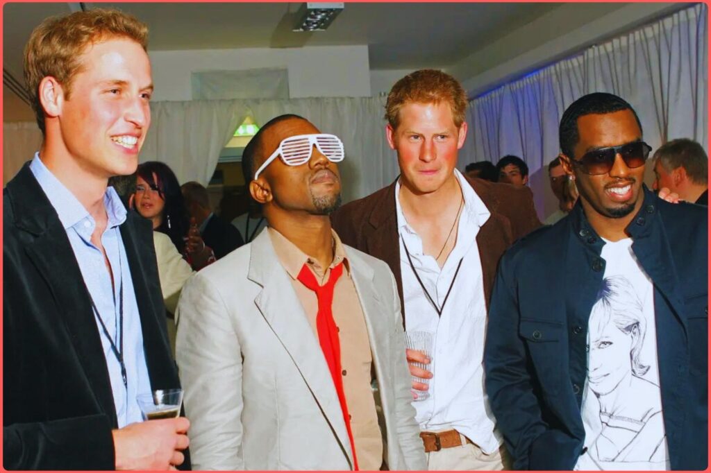 P. Diddy, Prince Harry and Prince William 