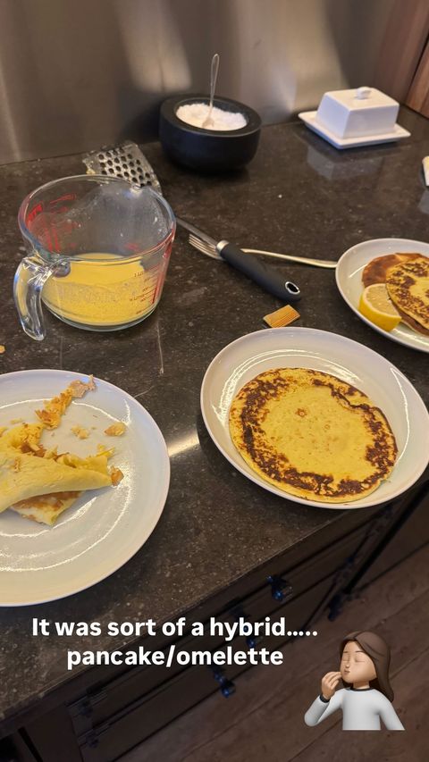 Victoria Beckham shares her pancake fail on social media, admitting she's not skilled in the kitchen while trying to cook breakfast for daughter Harper.