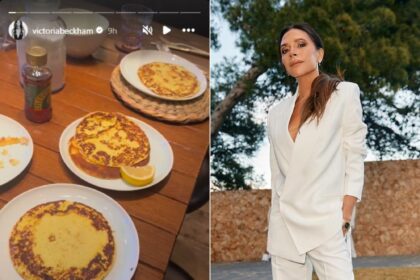 Victoria Beckham shares her pancake fail on social media, admitting she's not skilled in the kitchen while trying to cook breakfast for daughter Harper.