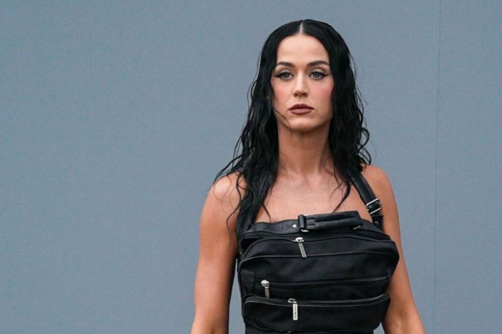 Katy Perry Stuns in Bag-Inspired Black Dress