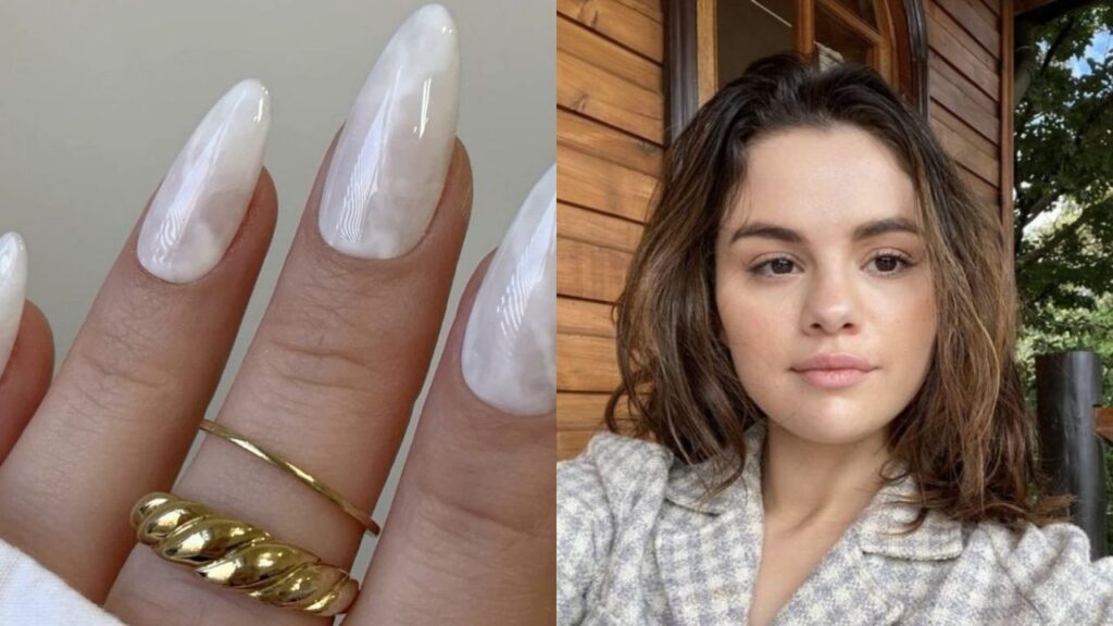 Selena Gomez Debuts Vanilla Tea Nude Nails Following Hailey Bieber's Coffee Nail Art Trend